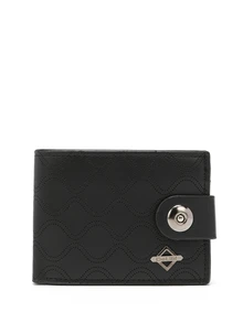 DE LI BI 極簡風格多功能壓花紋男士pu磁扣錢包禮物袋,禮品 - 黑色 - 查看 3