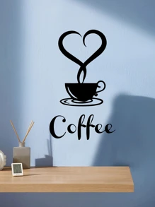 1pc Black 'coffee' Cafe Kitchen Wall Sticker Decor
