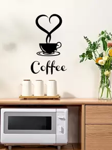 1pc Black 'coffee' Cafe Kitchen Wall Sticker Decor