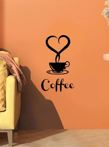 1pc Black 'coffee' Cafe Kitchen Wall Sticker Decor
