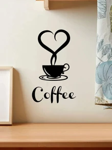 1pc Black 'coffee' Cafe Kitchen Wall Sticker Decor