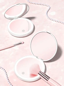 White Led Cosmetic Mirror With Lights, Folding Design, 10x Magnifying Mirror, Tabletop Style - White - View 3