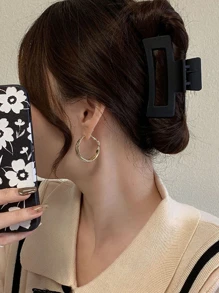 3 件装纯色发夹，适合女孩日常发型休闲发夹发爪夹发夹 - 黑色 - 查看 3