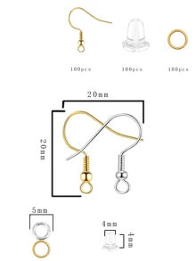 300pcs Hypoallergenic Earring Hooks Basic Components For Jewelry Making - Silver - View 4