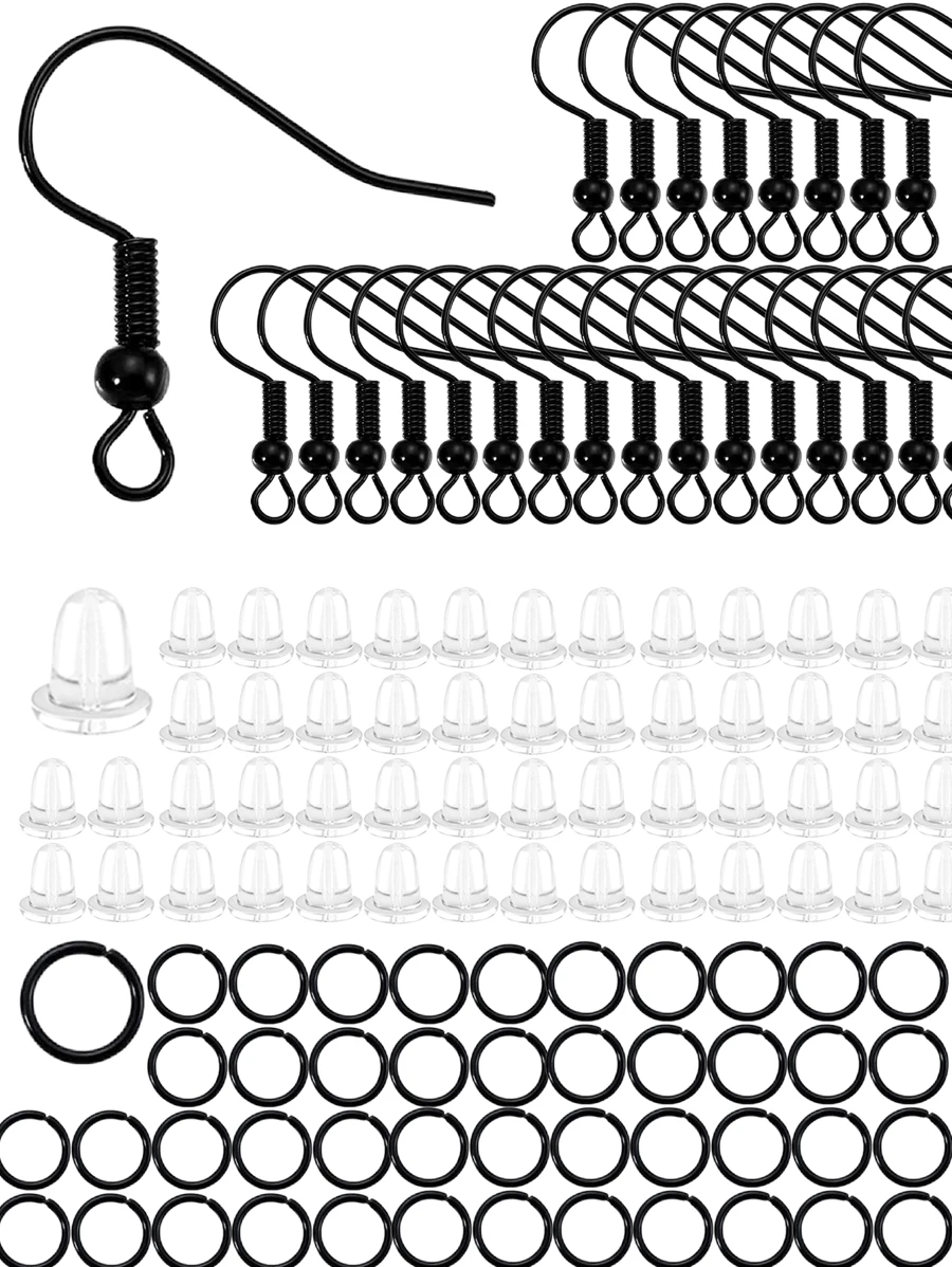 300pcs Hypoallergenic Earring Hooks Basic Components For Jewelry Making - Gun Black - View 1