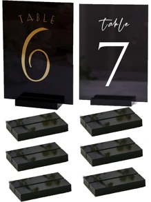 10pcs/Set PMMA Place Card Holder, Modern Clear Rectangle Table Sign Chalkboard For Party