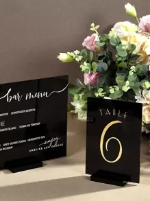 10pcs/Set PMMA Place Card Holder, Modern Clear Rectangle Table Sign Chalkboard For Party