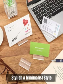 10pcs/Set PMMA Place Card Holder, Modern Clear Rectangle Table Sign Chalkboard For Party