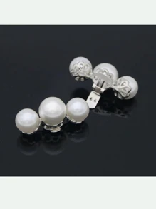 2入組人造珍珠裝飾鞋飾 - 米色 - 查看 4