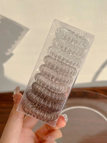 9 chiếc dây buộc tóc trong suốt - Nhiều màu - Xem 1