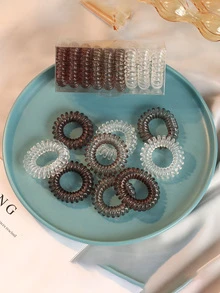 9 chiếc dây buộc tóc trong suốt - Nhiều màu - Xem 2