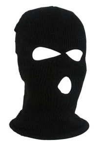 男士素色巴拉克拉法帽 - 黑色 - 查看 2