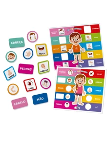 Jogo Pedagógico Educativo Caça Figurinhas Conhecendo O Corpo Humano - Multicolorido - Visão 3