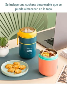 Stainless Steel Thermal Lunch Box With 710ml Capacity Includes Spoon - Green - View 1