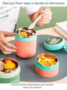 Stainless Steel Thermal Lunch Box With 710ml Capacity Includes Spoon - Green - View 5