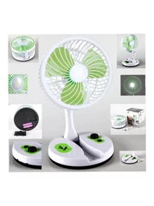 Fan With Light Rechargeable Folding Desk Fan - Green - View 2