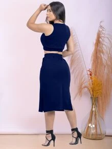 Women Two-piece Outfits - Màu xanh hải quân - Xem 2