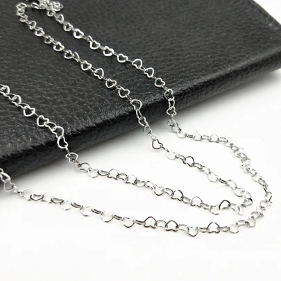 1m/2m 18k鍍金不鏽鋼可愛空心心形鏈,適用於diy手鏈/項鍊/腳鍊裝飾鏈,珠寶製作