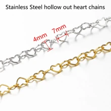 Cadeias De Coração Vazias Adoráveis 18k De Aço Inoxidável Folheadas A Ouro Com 1m/2m De Comprimento, Ideais Para Fazer Joias Como Pulseiras, Colares E Tornozeleiras