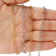 Cadeias De Coração Vazias Adoráveis 18k De Aço Inoxidável Folheadas A Ouro Com 1m/2m De Comprimento, Ideais Para Fazer Joias Como Pulseiras, Colares E Tornozeleiras