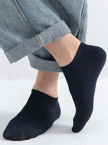 5雙裝男士薄款黑色休閒運動短襪,低口設計,適合日常穿著 - 黑色 - 查看 4