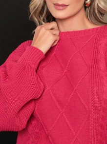 Women Sweaters - 玫瑰紅 - 查看 1