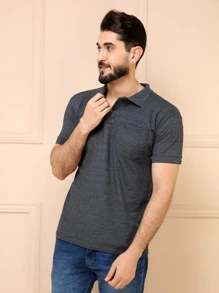 Camiseta Polo Pique Masculina Básica com bolso Uniforme Lisa Gola Polo