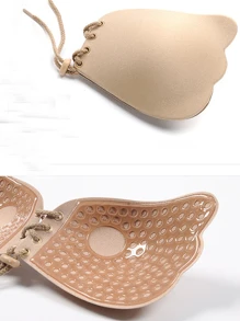 Reusable Strapless Bra. Push Up Silicone Adjustable Drawstring, Adhesive Invisible Bra - Beige - View 5