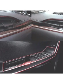 Moldura Interior 5m Vista Decorativa Brilla Metálica Auto Carro Vmingo Mexico - Rojo - Ver 4