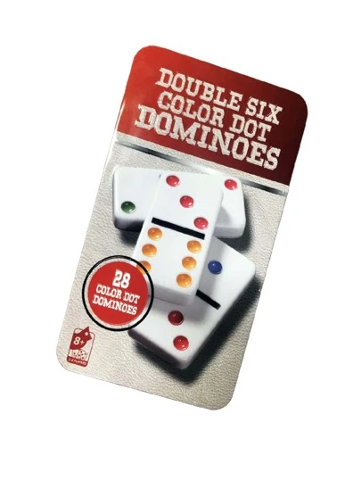 Domino Juego De Meza 28 Fichas Con Estuche Metalico Double Six Color