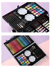 Set Arte Colores Crayones Plumones Acuarelas Maletin Unicornio - Celeste - Ver 7