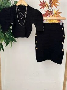 Women Sweater Co-ords - màu đen - Xem 3