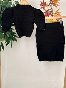 Women Sweater Co-ords - màu đen - Xem 4