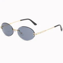 Oval Frame Rimless Fashion Glasses - Grey - View 1