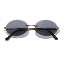 Oval Frame Rimless Fashion Glasses - Grey - View 4