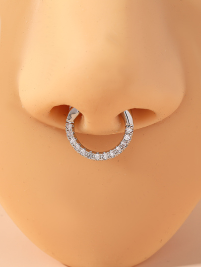 1入組U型鼻環帶微鑲適用於女士面部鼻子和隔膜穿孔裝飾用品