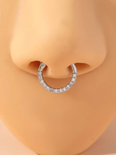 1入組U型鼻環帶微鑲適用於女士面部鼻子和隔膜穿孔裝飾用品