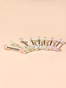 8入組奢華球形亞克力舌環適用於女士舌頭穿孔裝飾用品 - 銀色 - 查看 2