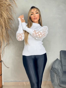 Women Sweater Dresses - trắng - Xem 3