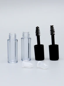 2 件/包 1ml 塑料空睫毛膏管，圆形睫毛容器和睫毛棒，化妆品包装材料，化妆，便宜，房间装饰，梳妆台，旅行，卧室，化妆配件 - 黑色 - 查看 1