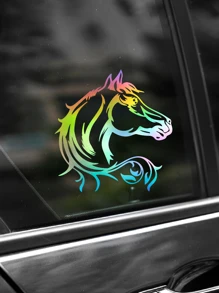 S-多色右1入組經典馬汽車貼紙車窗保險槓防水裝飾貼花 - 彩色 - 查看 3