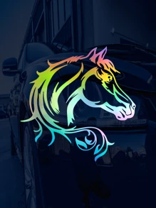 S-多色右1入組經典馬汽車貼紙車窗保險槓防水裝飾貼花 - 彩色 - 查看 1