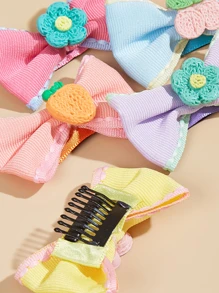 1pc Random Flower & Bow Decor Pet Hair Clip - Multicolor - View 7