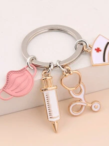 1個護士/醫生風格的口罩鑰匙扣,適合女性護士禮品,有趣的禮物,護士有趣的禮物禮品 - 彩色 - 查看 2