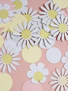 1套粉紅色逼真雛菊形五彩紙屑生日婚禮主題派對餐桌裝飾，灑道具 - 彩色 - 查看 6