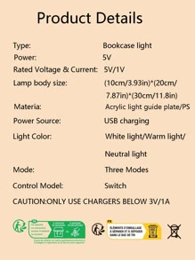 1 pieza PMMA Libro de luz , moderno blanco recargable Debajo de luz de gabinete para casa - Blanco - Ver 7