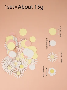 1套粉紅色逼真雛菊形五彩紙屑生日婚禮主題派對餐桌裝飾，灑道具 - 彩色 - 查看 2