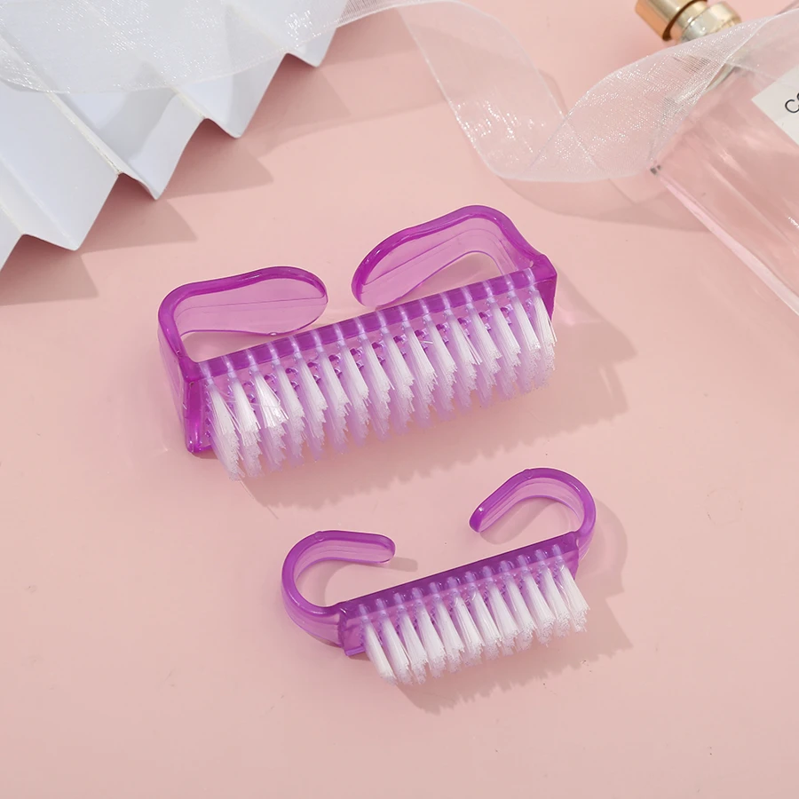 2 chiếc Bàn chải móng tay có tay cầm để làm sạch móng tay Làm móng tay - Màu tím hoa cà - Xem 1