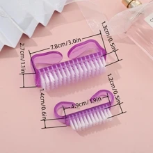 2 chiếc Bàn chải móng tay có tay cầm để làm sạch móng tay Làm móng tay - Màu tím hoa cà - Xem 4