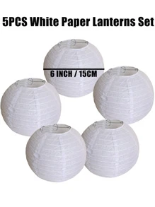 5 件纯色 4 英寸吊灯装饰，圣诞节 - 白色 - 查看 3